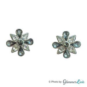 Avon Dark Gray & Silver Tone Starburst Clip On Earrings